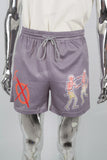 Grey Mesh Skull Print Mans Shorts