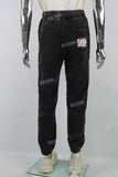 Black Elastic Leg Print Men's Sweatpants