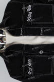 Black Skull Embroidered Men's Denim Jacket