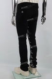 Black Chinese Print Embroidery Mans Stack Jeans