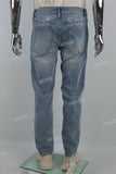 Las Vegas Laser Print Logo Blue Men's Straight Jeans
