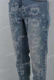 Las Vegas Laser Print Logo Blue Men's Straight Jeans