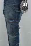J22391 Blue Split Side Pocket Denim Men's Cargo Pants