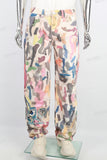 Abstract Oil Paint Graffiti Embroidered Men Baggy Jeans