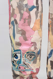 Abstract Oil Paint Graffiti Embroidered Men Baggy Jeans