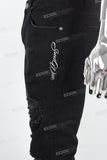 lack Embroidered Ripped Skinny Jeans