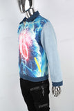 Blue Digital Print Panel Denim Jacket