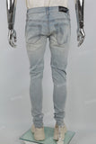 Blue Distressed Embroidered Patch Ripped Skinny Jeans