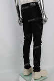 Black Ripped Embroidery Hem Zip Skinny Jeans