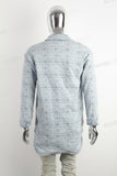 Light Blue Patterned Quilted Washed Denim Jacket