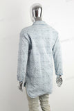 Light Blue Patterned Quilted Washed Denim Jacket