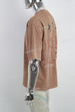Brown Printed Distressed Washed Men's T-shirt