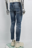 Blue Yeast Wash Ripped Mans Skinny Jeans