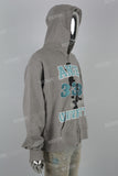 Gray Printed Embroidered Zipper Men's hoodies