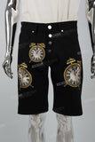 Dark Embroidered Red Trim Denim Men's Shorts
