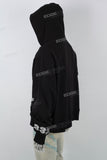 Black Printed Embroidered Zipper Men's hoodies