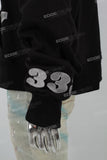 Black Printed Embroidered Zipper Men's hoodies
