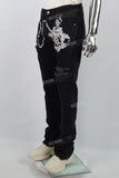 Black printed embroidered Stack Jeans