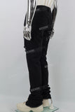 Black printed embroidered Stack Jeans