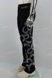 Black Hot Diamond Embroidered Men's Flared Jeans