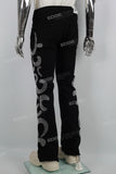 Black Hot Diamond Embroidered Men's Flared Jeans