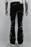 Black Hot Diamond Embroidered Men's Flared Jeans