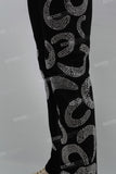 Black Hot Diamond Embroidered Men's Flared Jeans