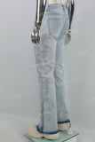 Light blue hot diamond embroidery men's flared jeans