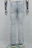 Light blue hot diamond embroidery men's flared jeans