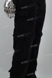 Black Denim Multi-Pocket Cargo Pants