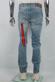 Blue old cut embroidered Stack Jeans