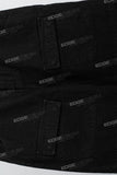 Black Layered Cut Raw Hem Flare Mans Cargo Jeans