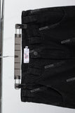 Black Layered Cut Raw Hem Flare Mans Cargo Jeans