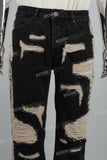 Black Wash Heavy Ripped Baggy Jeans