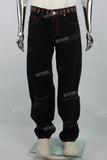 Black Appliqué Cut Mans Baggy Jeans