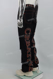 Black Appliqué Cut Mans Baggy Jeans