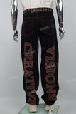 Black Appliqué Cut Mans Baggy Jeans