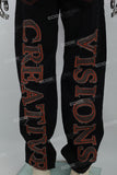 Black Appliqué Cut Mans Baggy Jeans