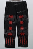 Black Embroidery Ripped Mans Cargo Jeans