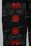 Black Embroidery Ripped Mans Cargo Jeans