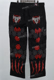 Black Embroidery Ripped Mans Cargo Jeans