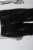 Black Ripped Strap Pocket Denim Mans Cargo