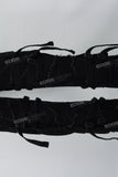 Black Ripped Strap Pocket Denim Mans Cargo
