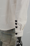 White Custom Button Denim Long Sleeve Shirt