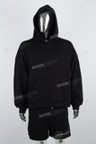 Heavyweight Black Embroidered Pullover Mans Hoodies