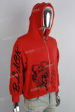 Red Dark Style Embroidered Full Zip Man Hoodies
