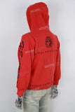 Red Dark Style Embroidered Full Zip Man Hoodies