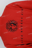 Red Dark Style Embroidered Full Zip Man Hoodies