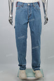 Red Printed Blue Men's Baggy Denim Cargo Pants