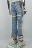 Heavy Ripped Blue Flared Jeans